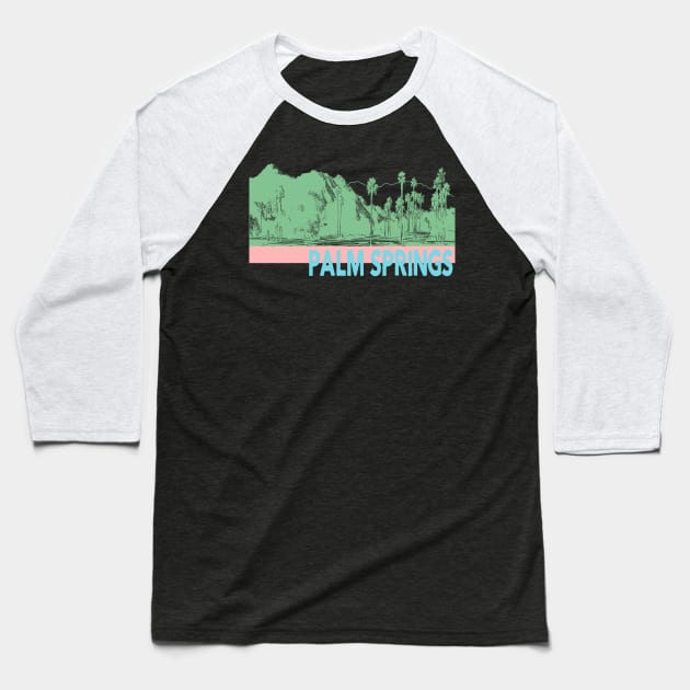 Palm Springs Desert Landscape With Palm Trees Baseball T-Shirt by encycloart